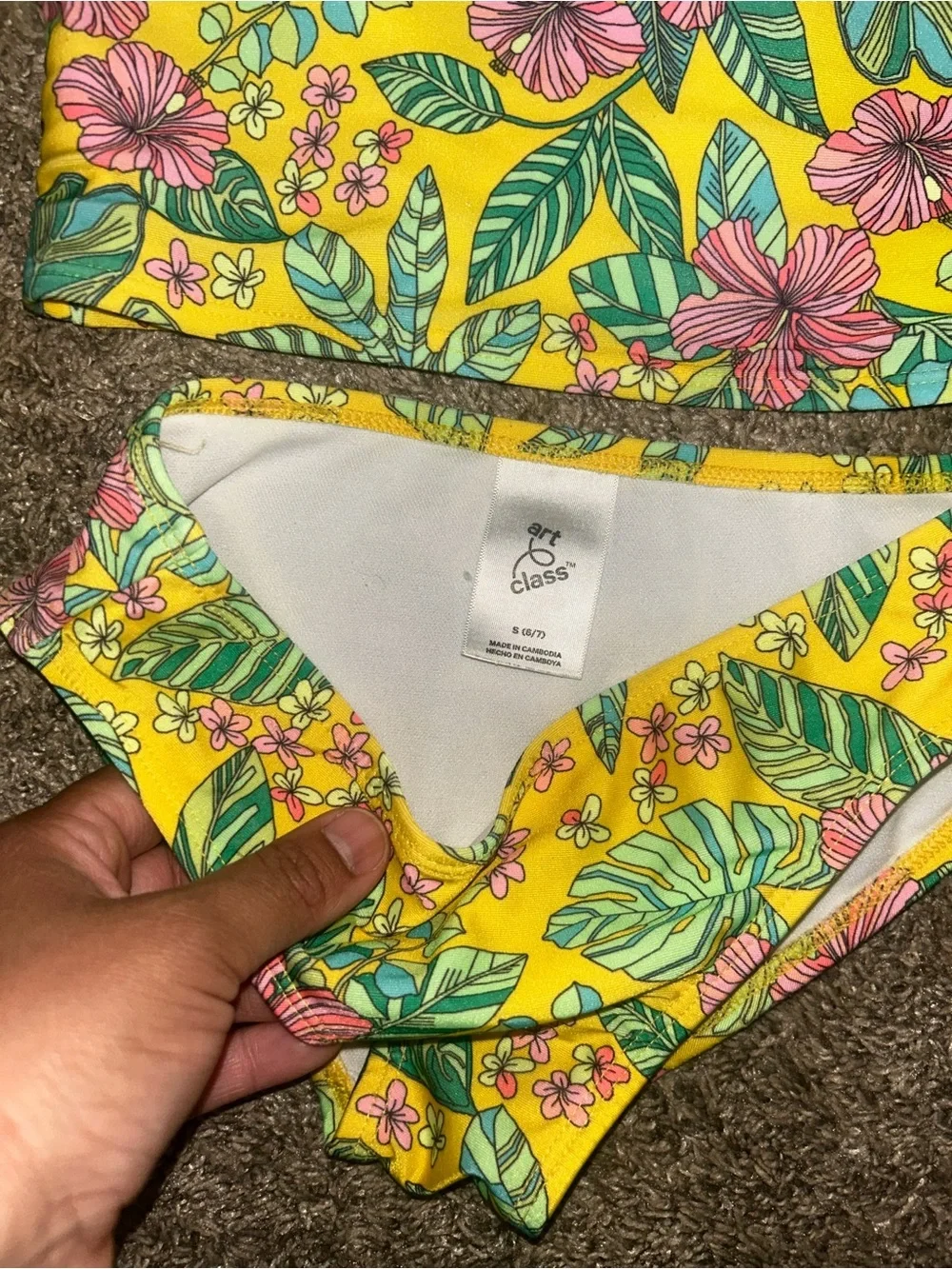 art class Yellow Tropical Floral Two-Piece Swimsuit